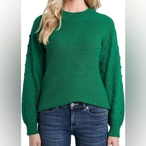 CeCe balloon sleeve dot detail sweater Kelly Green large